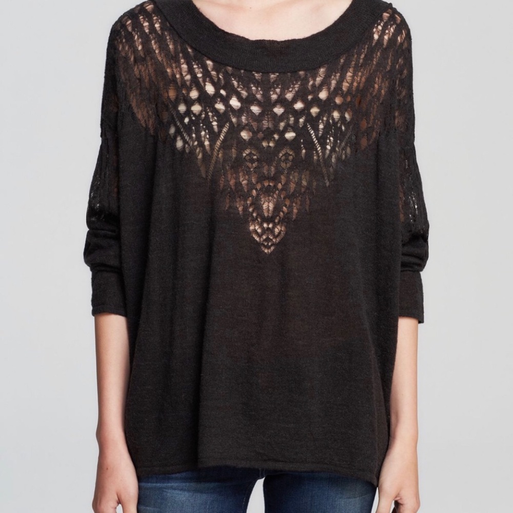Free people S pointelle ballet neck pullover